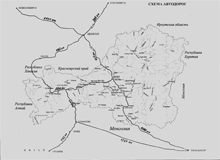 Карта транспортного коридора Россия-Монголия-Китай.