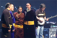 Alash on stage with Bela Fleck. 12 December 2008. Photo by Sam Anderson