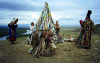Kamlanie in Tuva - shamanic ceremony for the erection of a place of sacrifice 2007 in Tuva - photo by Vera Charitonova