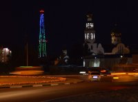 С запуском 2-го цифрового мультиплекса засияла световыми огнями телевизионная башня в Кызыле