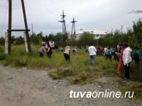 Коллектив школы № 12 включился в борьбу с бурьяном в Кызыле