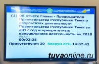 Глава Тувы выступил в Верховном Хурале с отчетом об итогах работы правительства в 2017 году