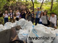 "Добрые сердца Тувы" вместе с Минэкологии очистили от мусора берег реки Донмас-Суг