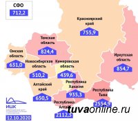 Тува выбыла из тройки регионов Сибири с самым высоким приростом заболевших на 100 тысяч жителей