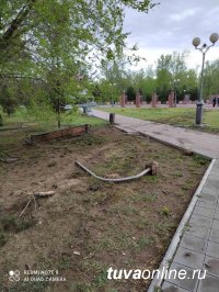 Автомобилист сбил элементы благоустройства Площади Победы в Кызыле