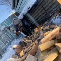 Активисты "Добрые Сердца Тувы"  помогли одинокой бабушке приготовить дрова до конца зимы