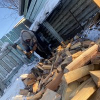 Активисты "Добрые Сердца Тувы"  помогли одинокой бабушке приготовить дрова до конца зимы