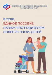 Родители 70 тысяч детей в Туве получают единое пособие 